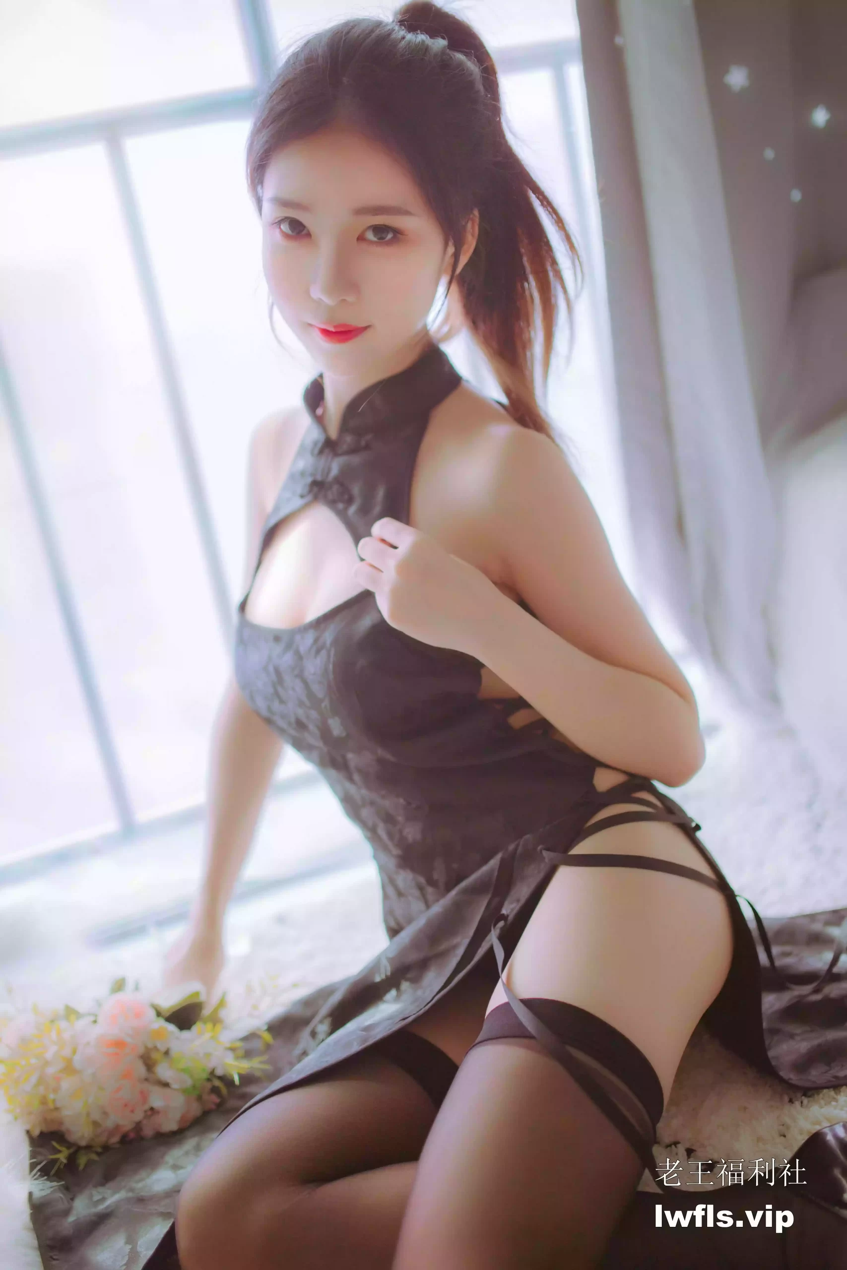 抖娘-利世NO.003-抖娘×不呆猫 黑白旗袍双子 [41P]